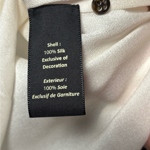 Elizabeth and James Silk Blouse Medium White Pleated Front Beaded Collar Button - Picture 4 of 6